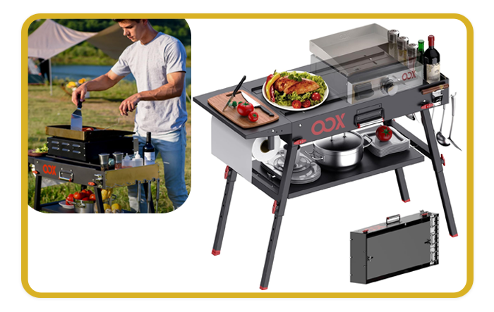 Portable and Multi-Functional Grill Table